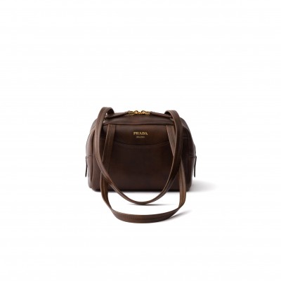 PRADA CARRY ANTIQUED LEATHER TOP-HANDLE MINI-BAG 1BB167 (22*15.5*12.5cm)